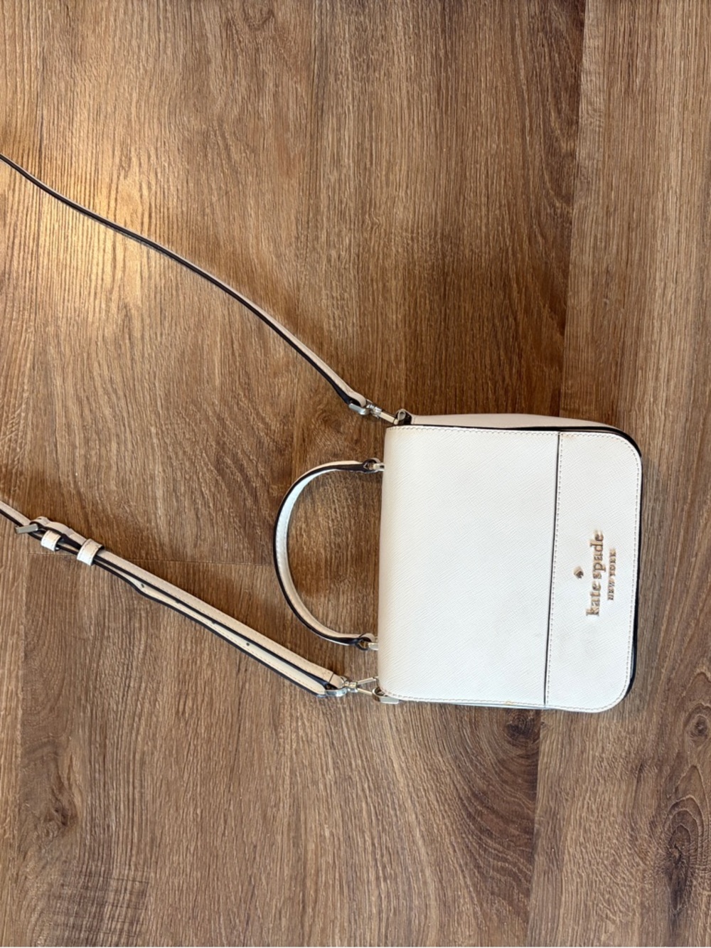kate spade Cream Leather Crossbody Satchel with Top Handle - Picture 7 of 9